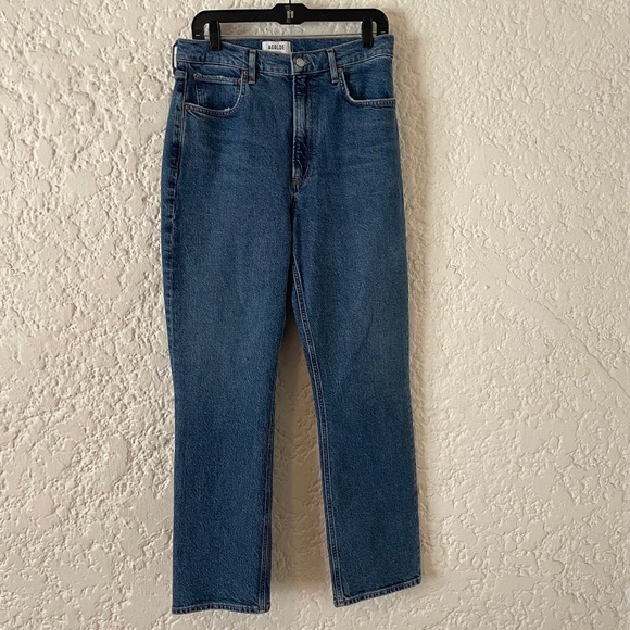 Agolde High Rise Straight Leg Stovepipe Jeans, Dark Blue Denim, Women's 29 - Picture 4 of 14